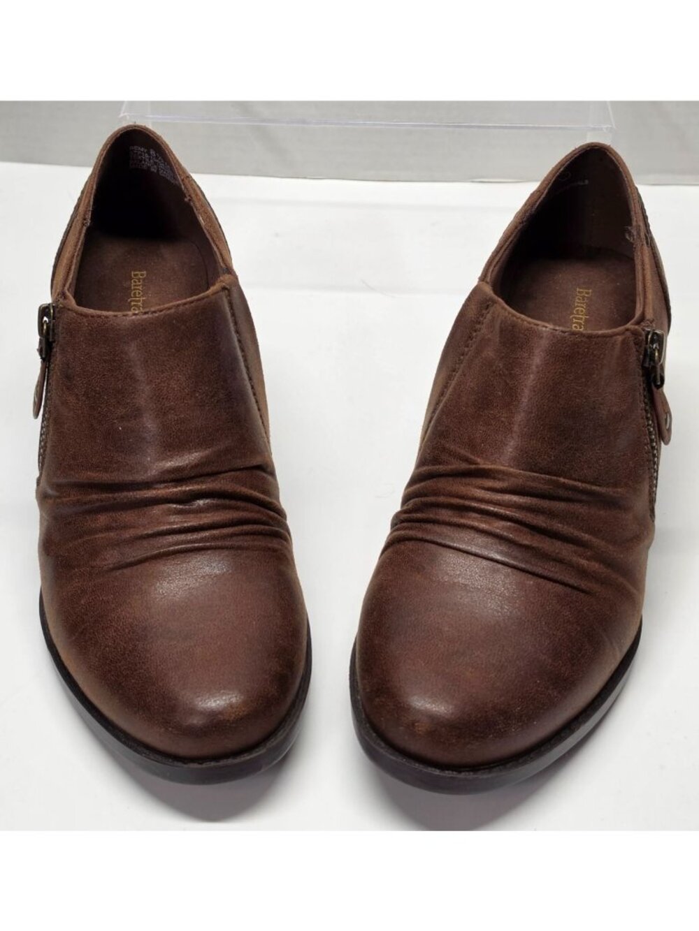 Baretraps Brown Ankle Booties Womens 8.5 Side Zip Low Heel Comfort